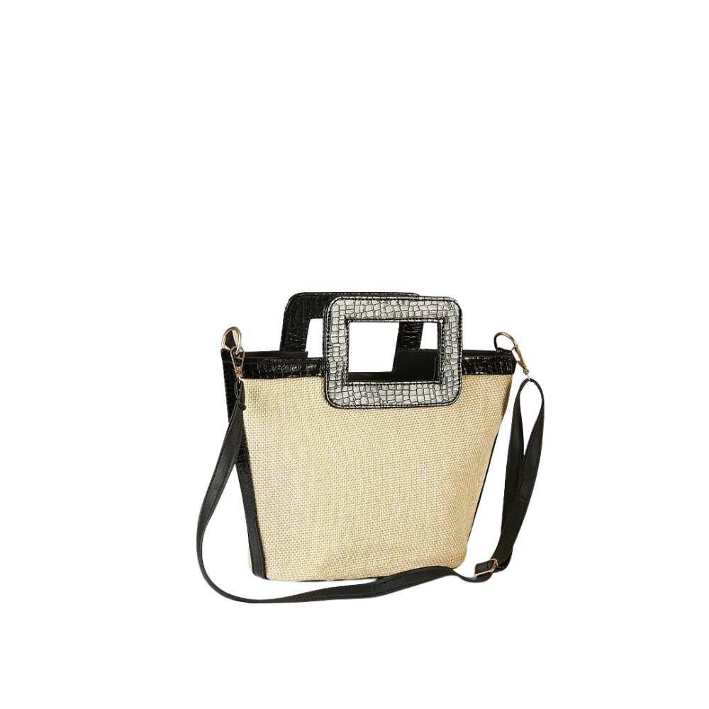 Two-Tone Woven Tote Bag