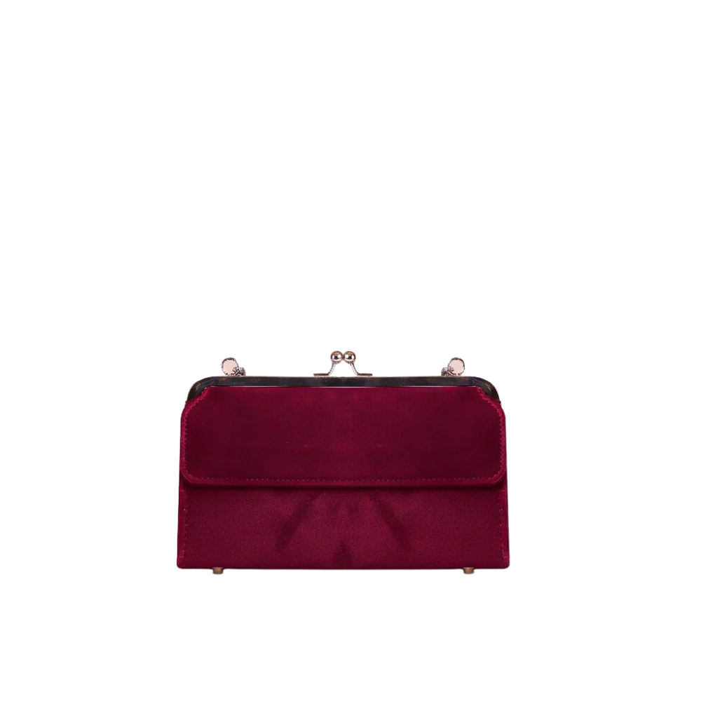 Maroon Velvet Clutch Bag