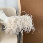 Natural Ostrich Feather Clutch