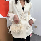 Natural Ostrich Feather Clutch