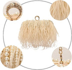 Natural Ostrich Feather Clutch