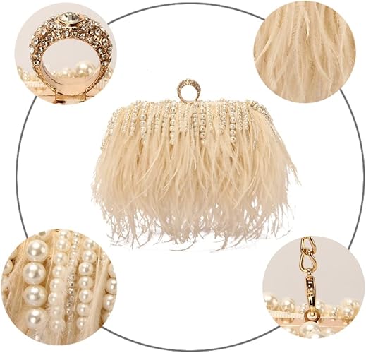 Natural Ostrich Feather Clutch