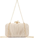 Pleated Champagne Hard-Shell Clutch