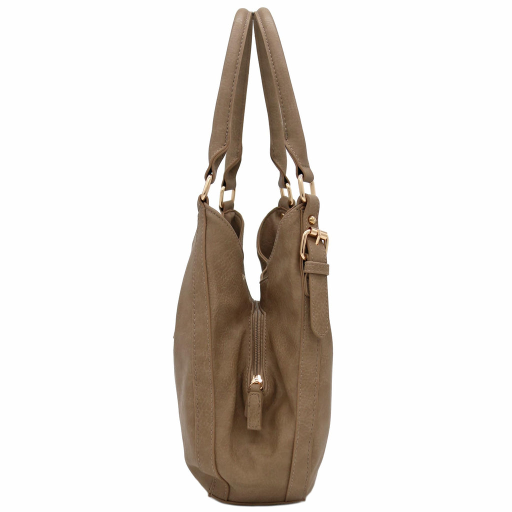Faux Leather Medium Hobo Bag