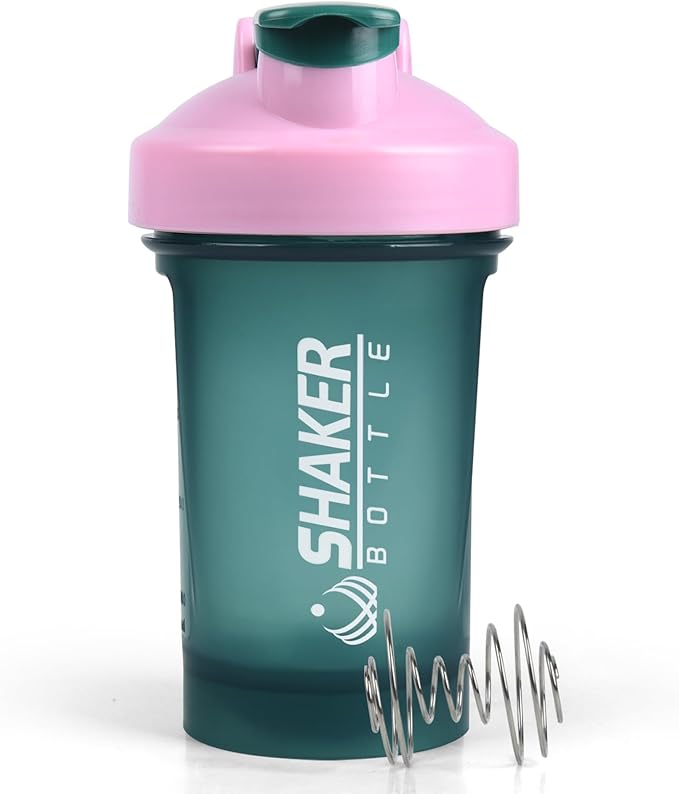 Shaker Bottle,400ml Small Protein Shaker Bottle with Mixing Ball, Portable 14oz GYM Shakes Cup for Workout,BPA free, 100% Leak Proof,Dishwasher Safe（Pink）