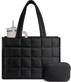Black Quilted Tote Bag