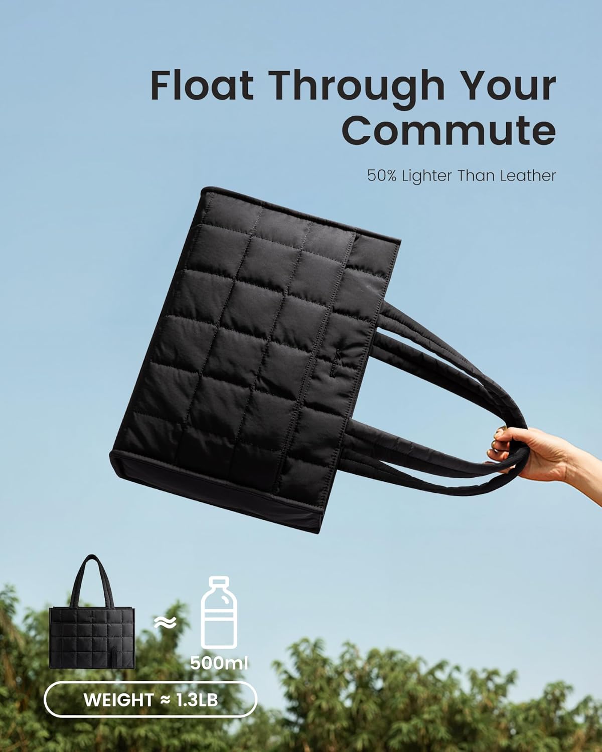 Black Quilted Tote Bag