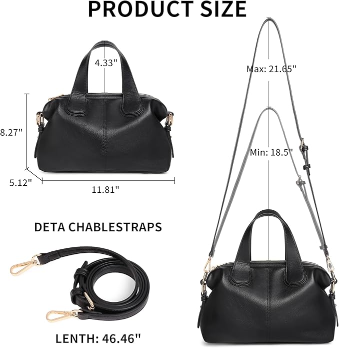 Grained Leather Satchel Handlebag