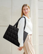 Black Quilted Tote Bag