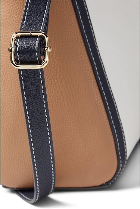 Convertible Satchel Color-Block Pebble PVC White Greige/Basket Brown/Tommy Navy One Size