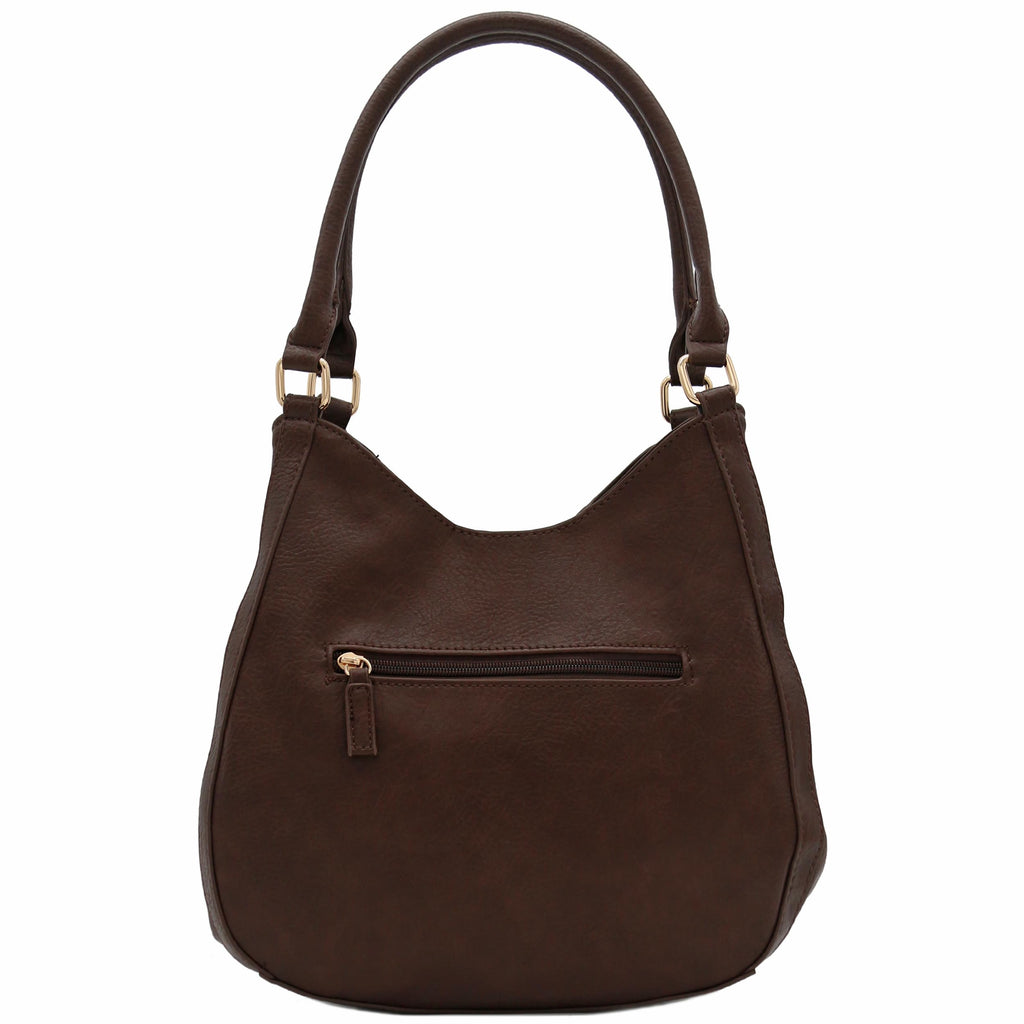 Faux Leather Medium Hobo Bag