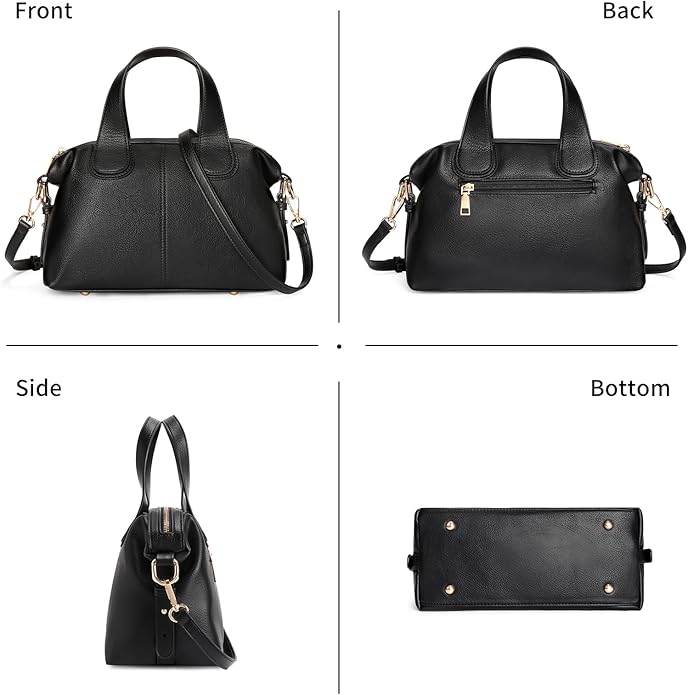 Grained Leather Satchel Handlebag