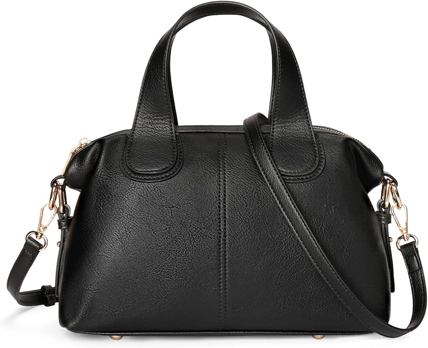Grained Leather Satchel Handlebag
