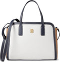Convertible Satchel Color-Block Pebble PVC White Greige/Basket Brown/Tommy Navy One Size