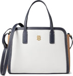 Convertible Satchel Color-Block Pebble PVC White Greige/Basket Brown/Tommy Navy One Size