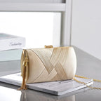 Gold Pleated Satin Evening Clutch