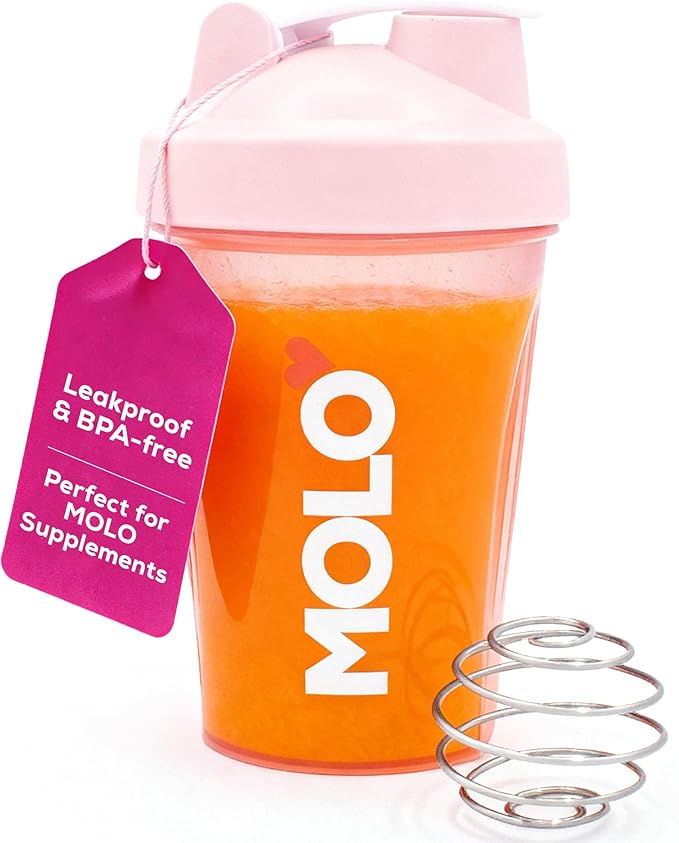 Shaker Bottle with Stainless Steel Mixer Ball, BPA and Phthalate Free, Dishwasher Safe, Leak Proof Lid, For Protein, Pre Workout, & other Supplements (Pink)