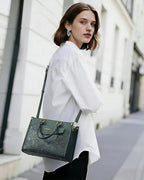 Trendy Satchel Tote Purse, PU Leather Crossbody Shoulder Bag Top Handle for Ladies