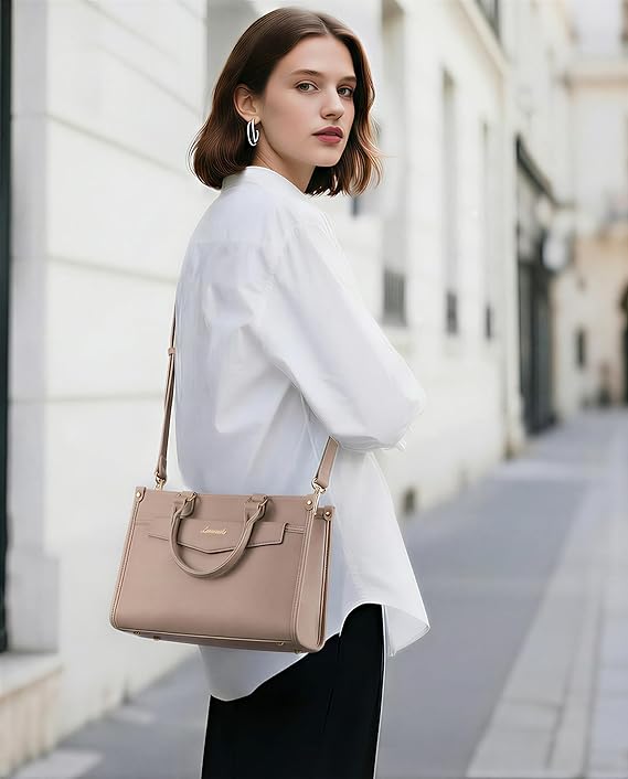 Trendy Satchel Tote Purse, PU Leather Crossbody Shoulder Bag Top Handle for Ladies
