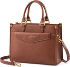 Trendy Satchel Tote Purse, PU Leather Crossbody Shoulder Bag Top Handle for Ladies