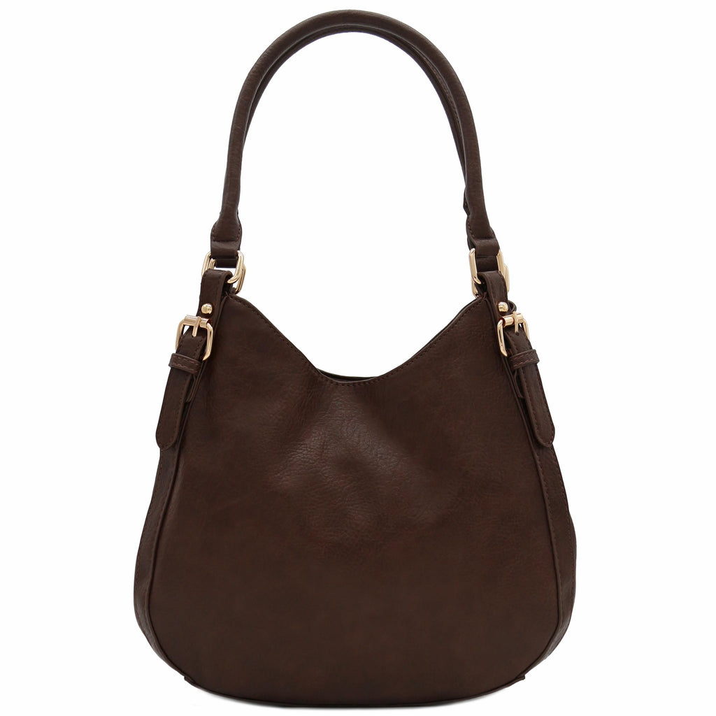 Faux Leather Medium Hobo Bag