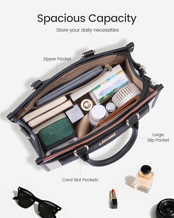 Trendy Satchel Tote Purse, PU Leather Crossbody Shoulder Bag Top Handle for Ladies
