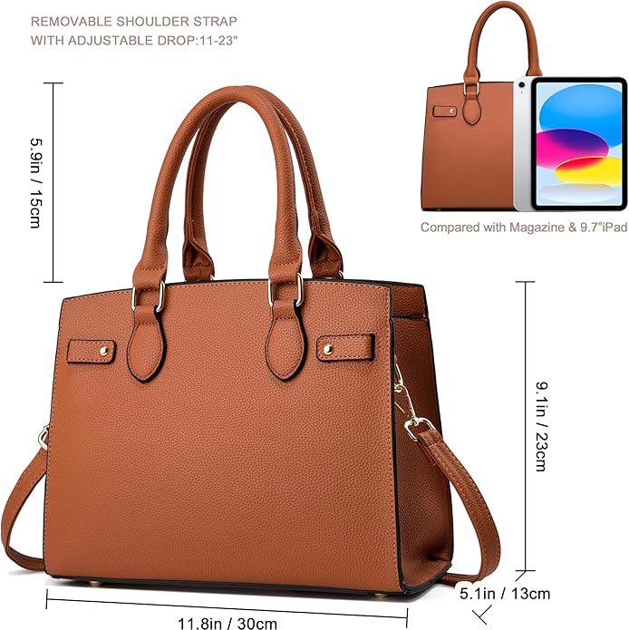 Structured Tan Satchel with Top Handles