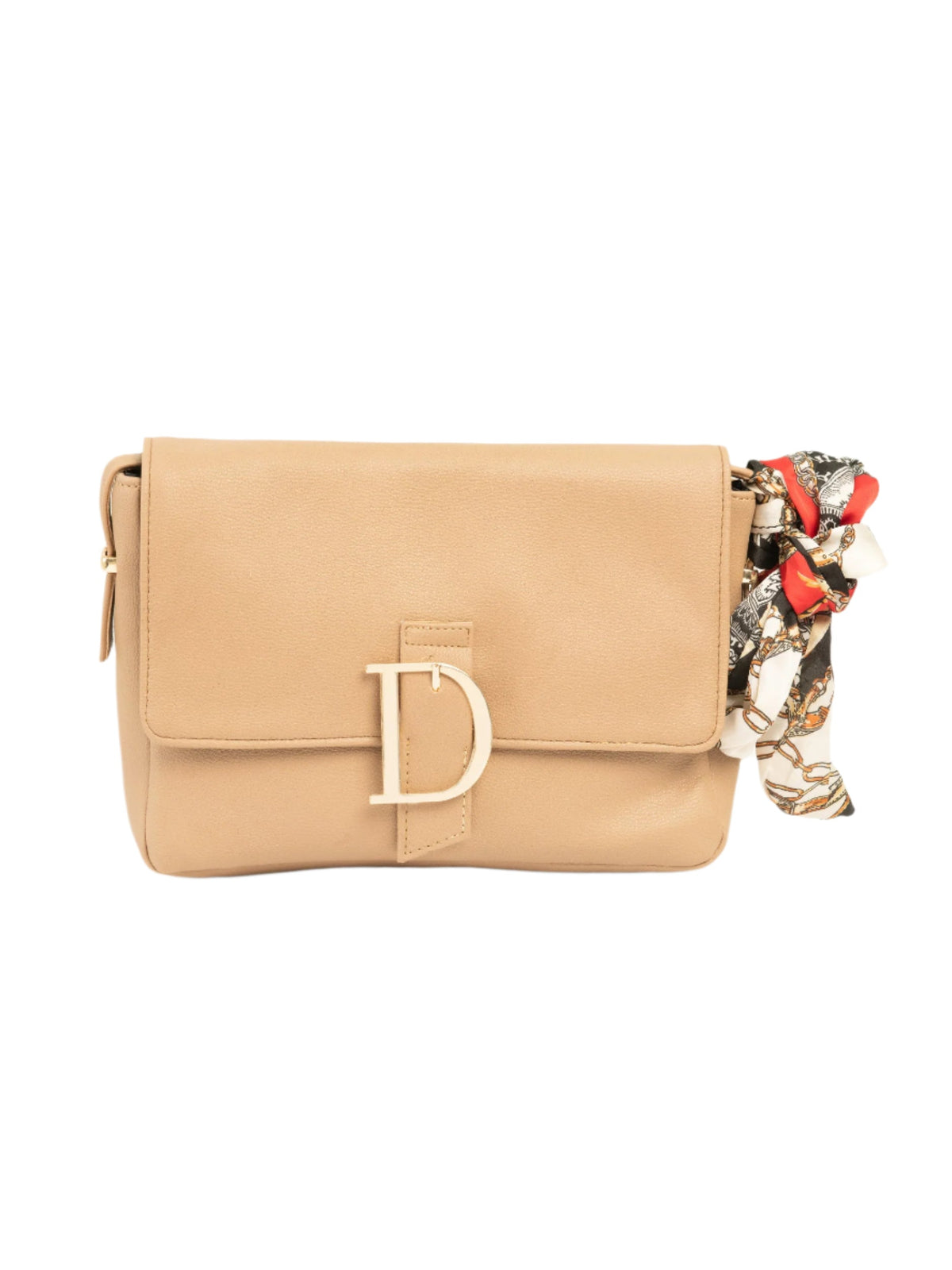 Beige Buckled Handbag