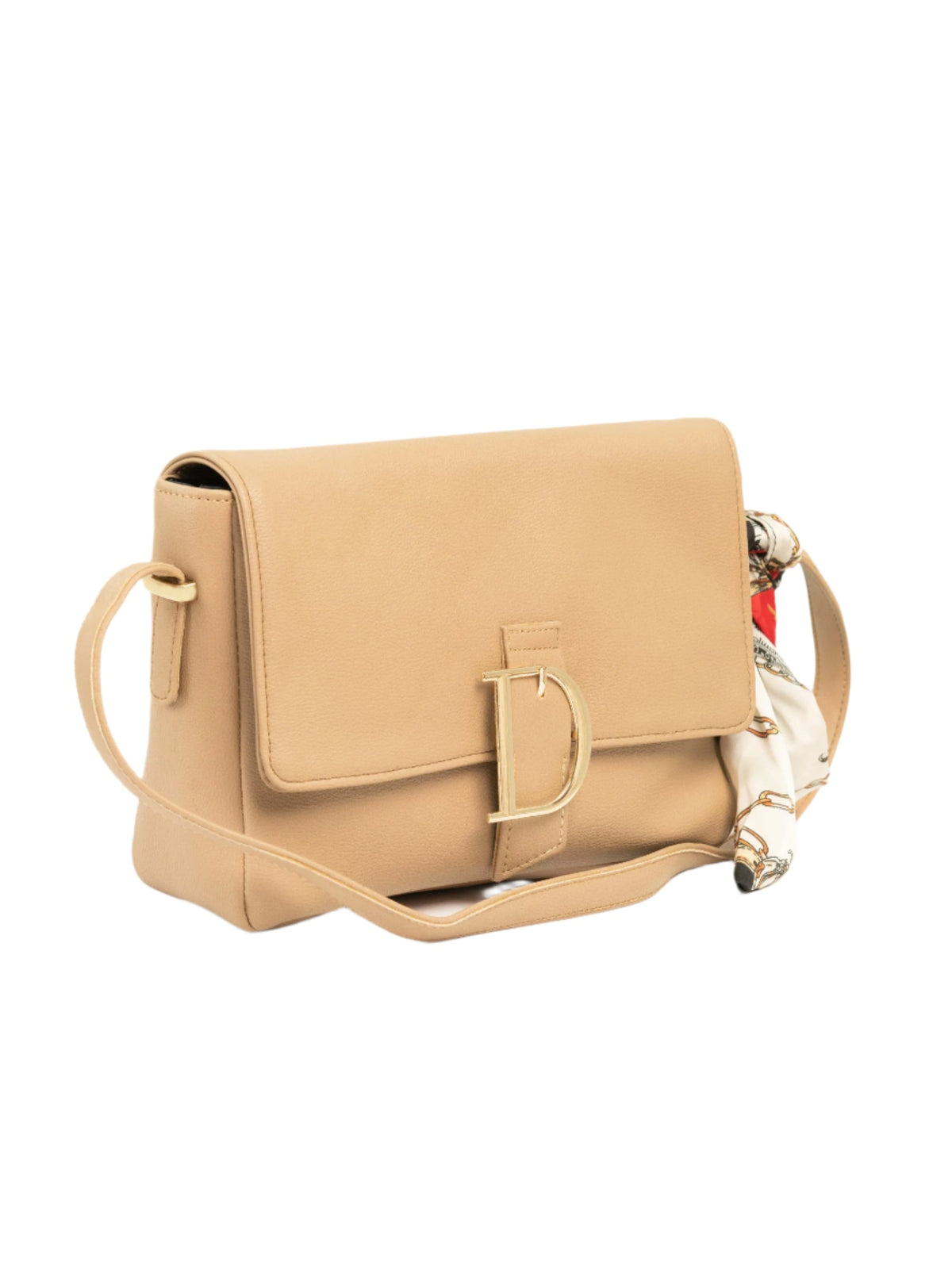 Beige Buckled Handbag