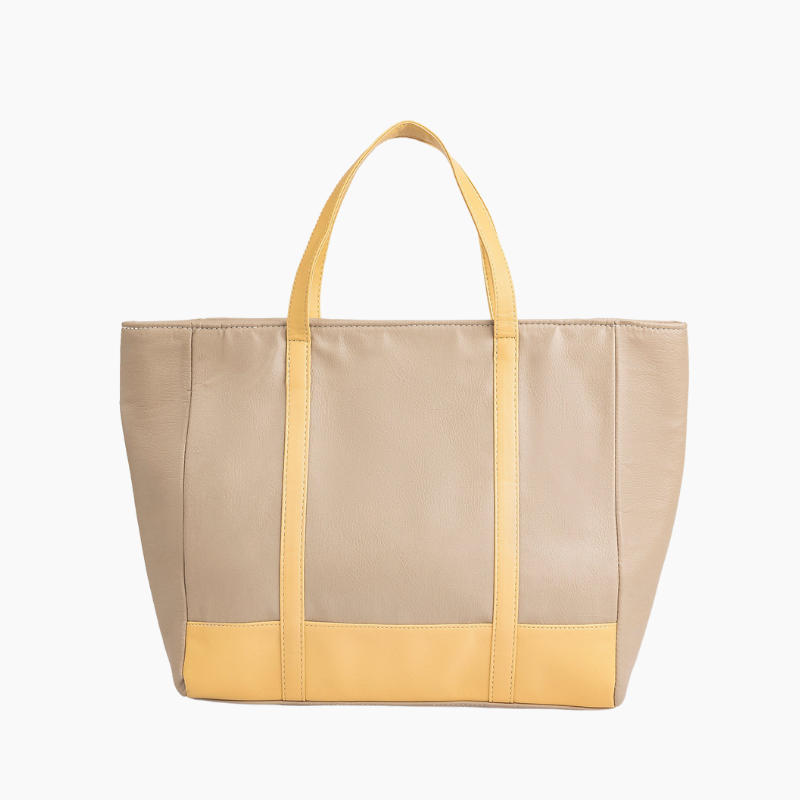 Classic Beige Tote Bag with Yellow Accents
