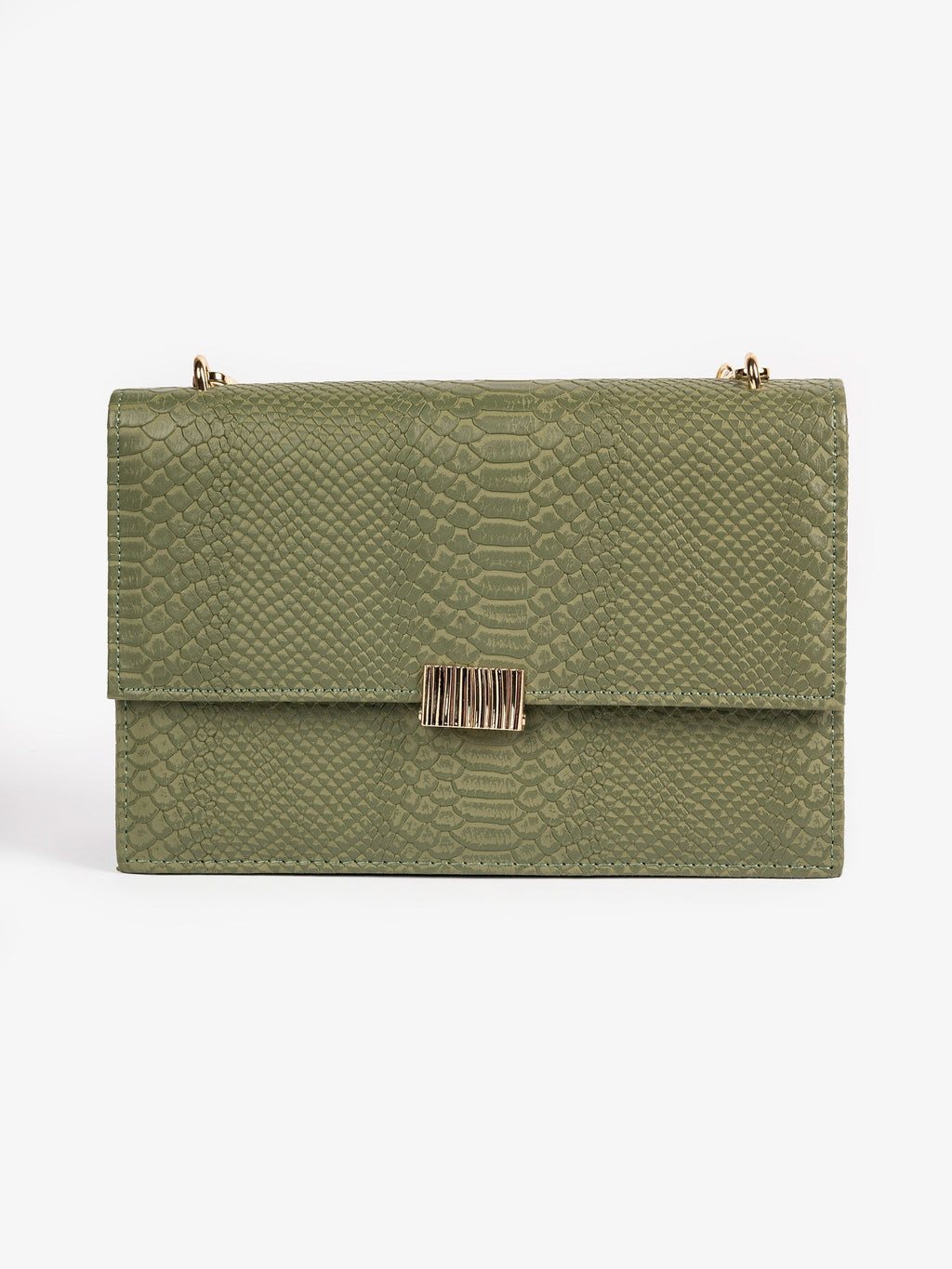 Green Snake Textured Handbag