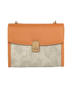 Grey Two-Toned Flap Handbag