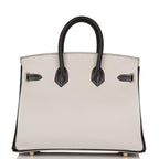 Birkin 25 Gray Perle and Black Chèvre Brushed Gold Hardware