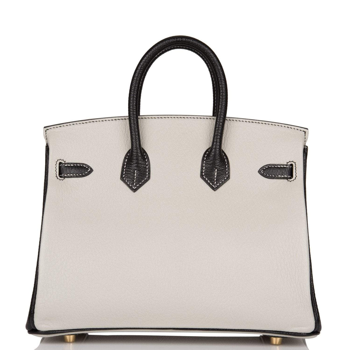 Birkin 25 Gray Perle and Black Chèvre Brushed Gold Hardware