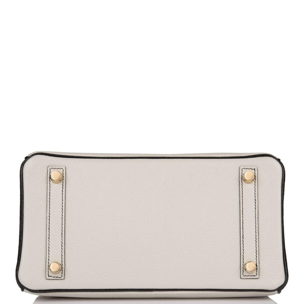 Birkin 25 Gray Perle and Black Chèvre Brushed Gold Hardware