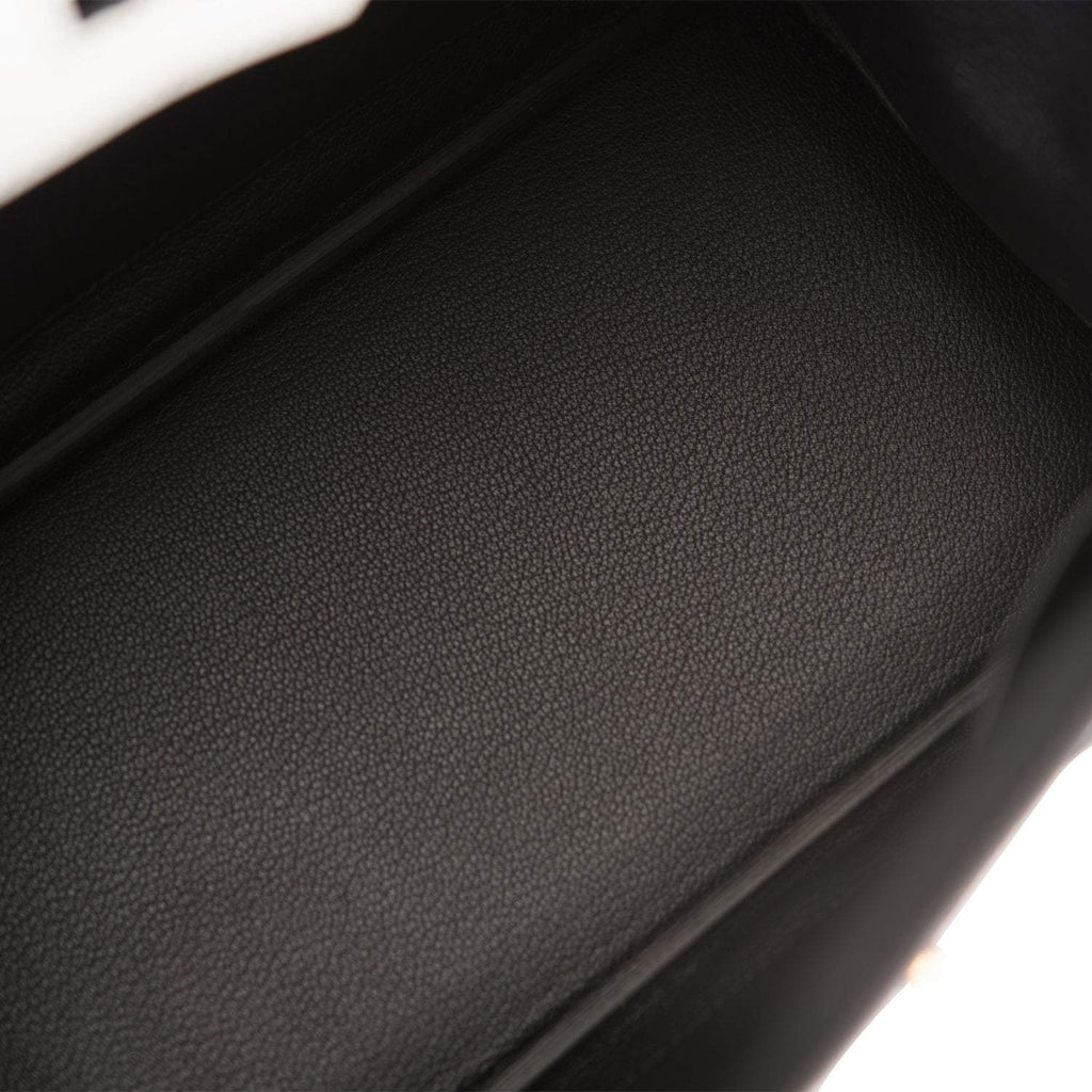 Birkin 25 Gray Perle and Black Chèvre Brushed Gold Hardware