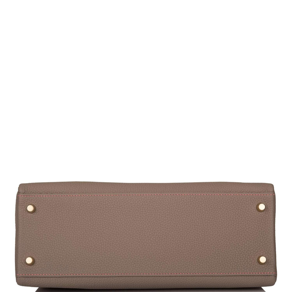 Hermes Horseshoe Stamp (HSS) Gris Asphalte Verso Togo Retourne Kelly 32cm Brushed Gold Hardware