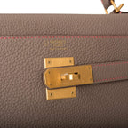 Hermes Horseshoe Stamp (HSS) Gris Asphalte Verso Togo Retourne Kelly 32cm Brushed Gold Hardware