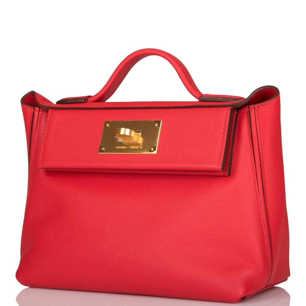 Hermes Rouge de Coeur Evercolor and Swift Mini 24/24 Bag Gold Hardware