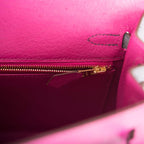 Hermes Horseshoe Stamp (HSS) Bi-Color Rose Pourpre and Gris Agate Ostrich Sellier Kelly 25cm Brushed Gold Hardware