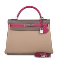 Hermes Kelly Retourne 32 Tosca, Gris Tourterelle and Etain Togo Brushed Palladium Hardware