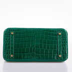 Hermes Birkin 30 Vert Emerald Niloticus Crocodile Gold Hardware - 2019, D