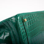 Hermes Birkin 30 Vert Emerald Niloticus Crocodile Gold Hardware - 2019, D