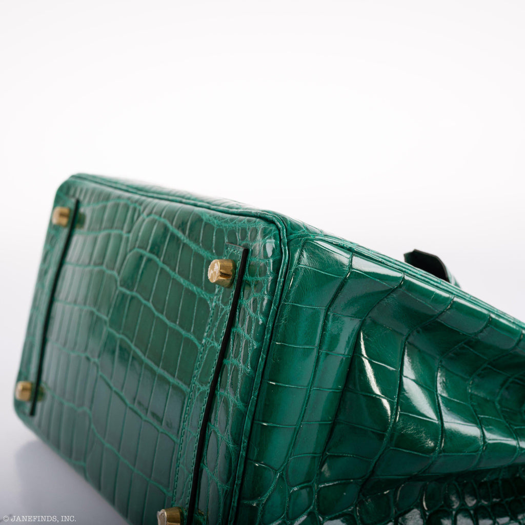 Hermes Birkin 30 Vert Emerald Niloticus Crocodile Gold Hardware - 2019, D