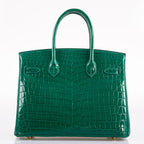 Hermes Birkin 30 Vert Emerald Niloticus Crocodile Gold Hardware - 2019, D