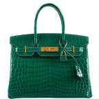 Hermes Birkin 30 Vert Emerald Niloticus Crocodile Gold Hardware - 2019, D