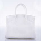 Hermes Birkin 30 White Clemence with Palladium Hardware - 2016, X