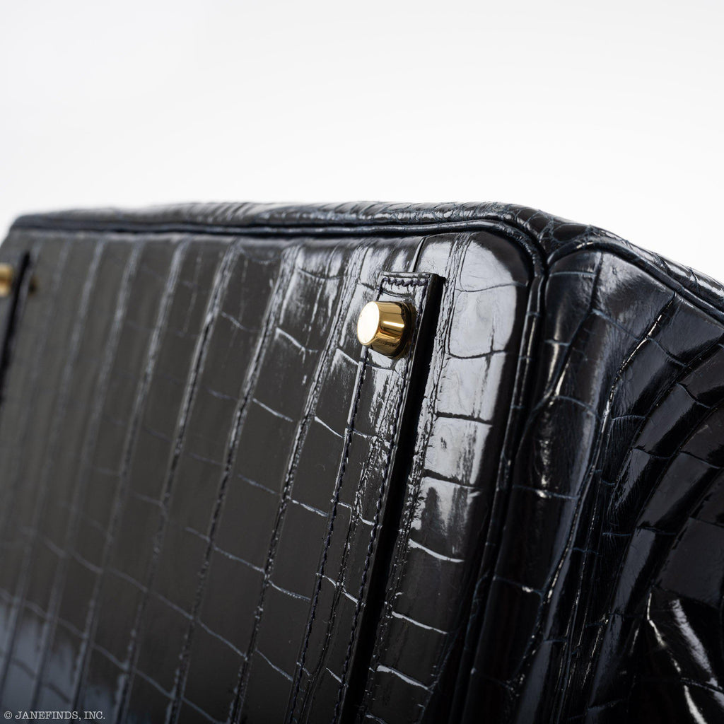 Hermes Birkin 40 Blue Nuit Porosus Crocodile Gold Hardware - 2016, X
