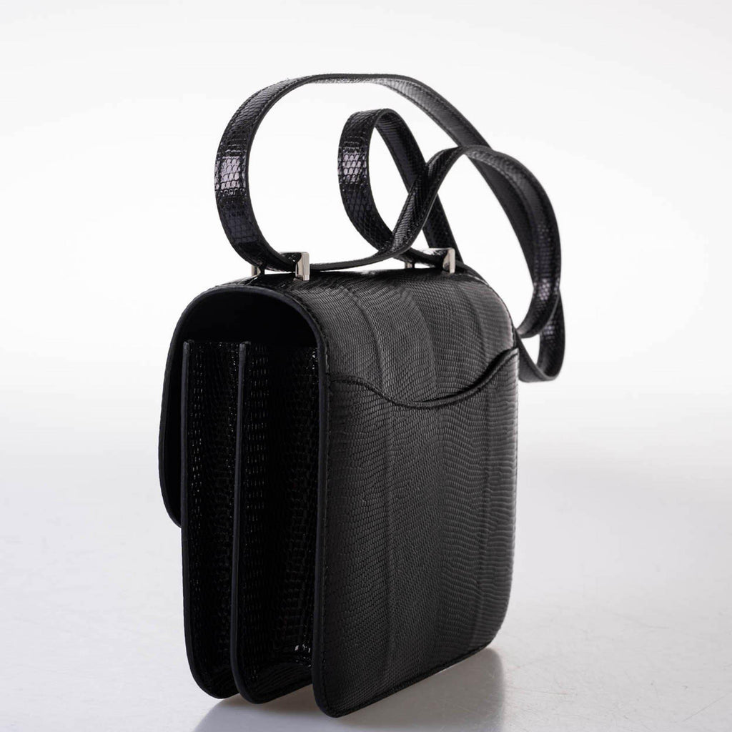Hermes Constance 18 Black Salvator Lizard Palladium Hardware - 2021, Z