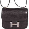 Hermes Constance 18 Mini Black Noir Matte Alligator with Lizard Buckle Palladium Hardware - 2020, Y